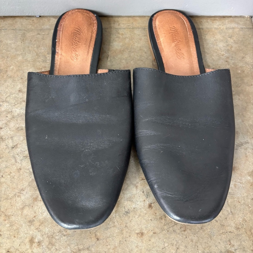Madewell Black Leather Slip-On Mules